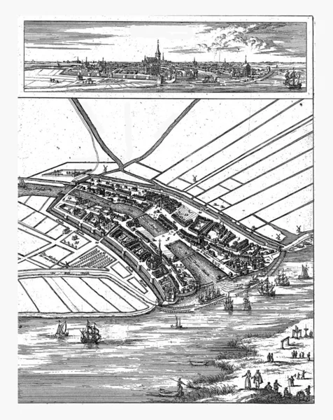 Şehir Manzaralı Amsterdam Haritası 1300 Jan Luyken Atfedilen 1693 1694 — Stok fotoğraf