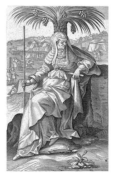Vordergrund Die Prophetin Debora Eine Der Richterinnen Israels Unter Einer — Stockfoto