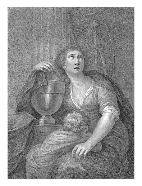 Agripina Velha Senta Junto Urna Com Cinzas Seu Marido General — Fotografia de Stock