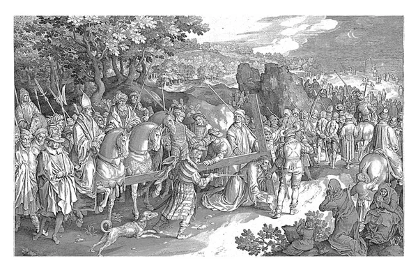 Неся Крест Николас Брюн 1611 Христос Падает Крестом Пути Голгофу — стоковое фото