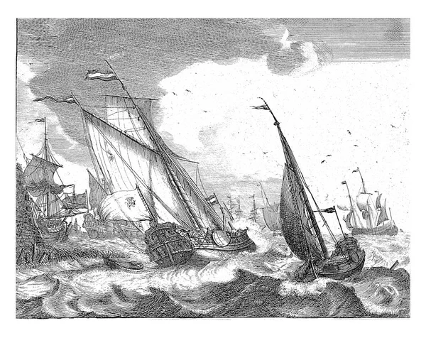 Εικονογράφηση Πλοίων Στη Θάλασσα — Φωτογραφία Αρχείου