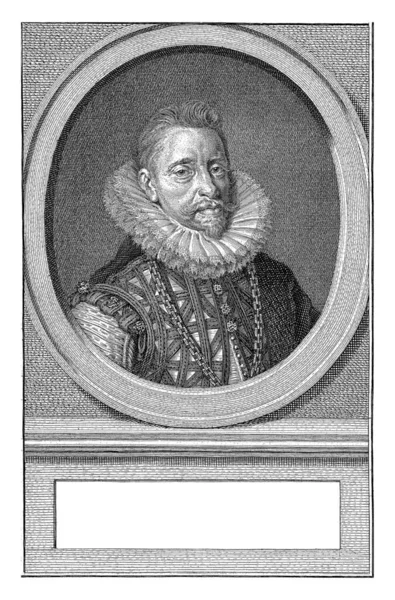 在Albrecht右边的一个椭圆形的奥地利大公国 肖像画下面是荷兰文三行的名称和头衔 — 图库照片