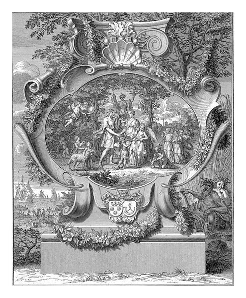 Jacob Alewijn Ghijzen和Perina Vorsterman结婚时的所谓代表权 Bernard Picart 1719年 — 图库照片