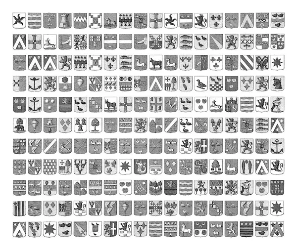 Tarjeta Escudo Armas Con Los Brazos Nombres Los Años Cuarenta —  Fotos de Stock