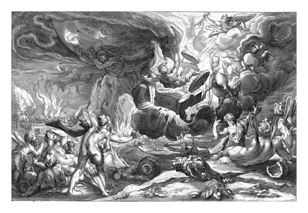 Phaethon Utazása Apja Apollo Napszekerén Katasztrofálisnak Bizonyult Lovak Felgyújtották Földet — Stock Fotó