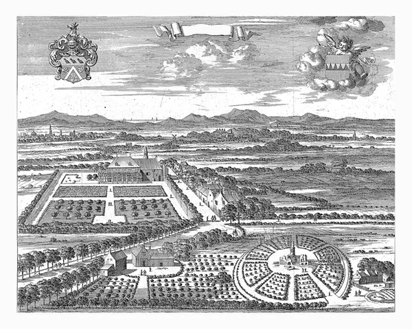 Pohled Seigniory Schellachu Jan Luyken 1696 Pohled Ptačí Perspektivy Seigniory — Stock fotografie