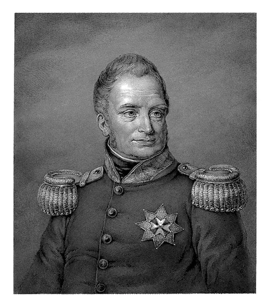 荷兰国王威廉一世 弗里德里克的肖像 约翰内斯 菲力浦勒斯 科内里斯 克鲁斯曼 1835年威廉一世 弗里德里克的肖像 底部的边沿是姓名和头衔 — 图库照片