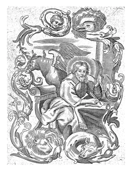 Ευαγγελιστής Λουκάς Franz Huybrechts 1656 1661 Ευαγγελιστής Λουκάς Κάθεται Μια — Φωτογραφία Αρχείου