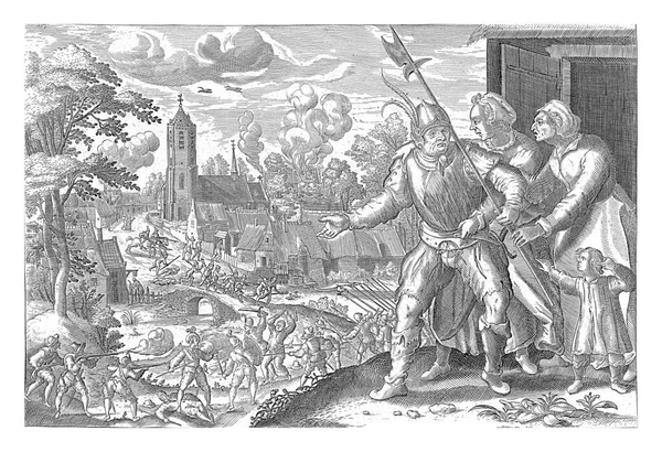Bøndenes Kaptein Hindres Slåss Rundt 1600 Floris Balthasarsz Van Berckenrode – stockfoto