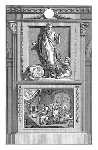 카르타고의 툴리아 1698 카르타고의 아버지 테르툴리아누스는 자신에게 월계수 화환을 제공하는 — 스톡 사진