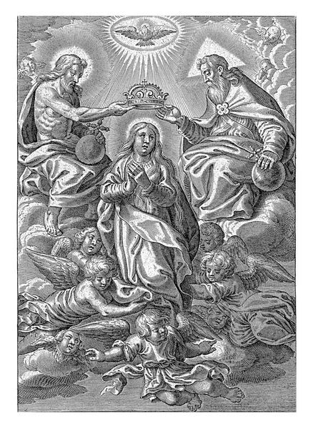 Maria Wird Himmel Von Christus Ihrer Linken Und Von Gott — Stockfoto