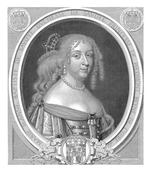 萨伏依公爵夫人玛丽亚 约翰娜 巴普蒂斯特的肖像 皮埃特 范舒彭 查尔斯 博布伦之后 1666年 — 图库照片