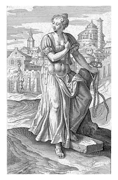 Voorgrond Rahab Een Prostituee Uit Jericho Achtergrond Helpt Rahab Twee — Stockfoto