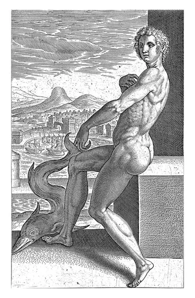 Meeresgott Portunus Philips Galle 1586 Der Meeresgott Portunus Sitzt Auf — Stockfoto