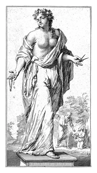 Kobieta Jako Uosobienie Miłosierdzia Kompasem Prawej Ręce Naszyjnikiem Monetami Lewej — Zdjęcie stockowe