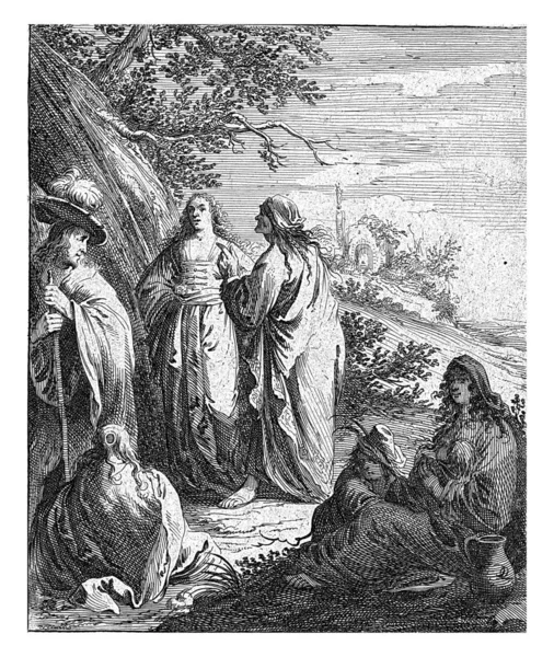 在风景中 罗马妇女Majombe在其丈夫Andreas或Don Jan被捕后 鼓励年轻的Pretioze或Konstance — 图库照片