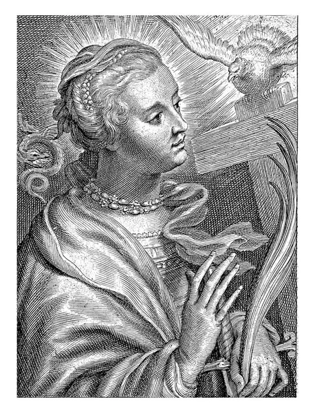 Heilige Margarete Von Cortona Mit Kreuz Und Heiligem Geist — Stockfoto