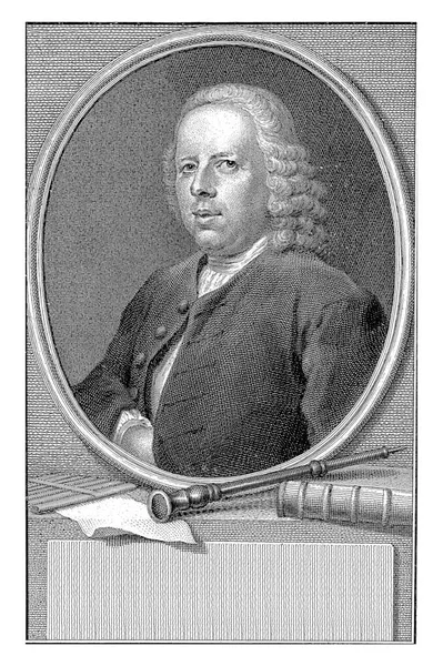 约翰内斯 尤西比奥斯 Johannes Eusebius Foot 在椭圆形的肖像左边 他戴着一个椭圆形的奖章 躺在基座上 — 图库照片