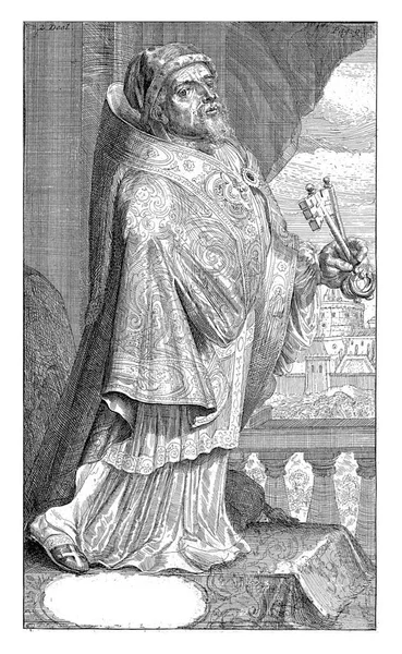 利奥十世的画像出自哥德弗里德 阿诺德的 开始至1688年的一系列 教会与异端史 1701年 — 图库照片
