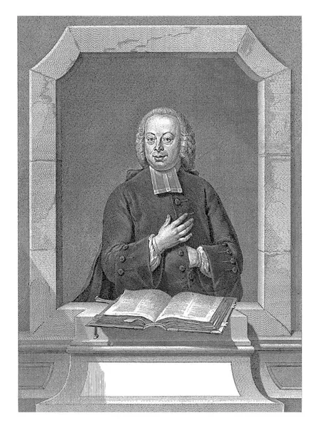 Half Length Portrait Paulus Weslingh Architectural Frame Open Bible Him — Stock Photo, Image