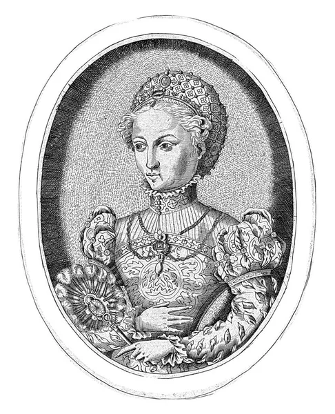 Halvlångt Porträtt Till Vänster Mary Stuart Drottning Skottar Oval Med — Stockfoto