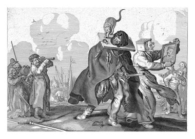 Bu deyişin hayal gücü peşini bırakmaz (kendine bir bak). Ölü kediler, fareler ve baykuşlarla kaplı bir adam kafasında soba olan bir kadının yanında yürür ve aynada kendine bakar..