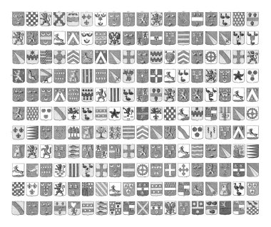 Leiden şehrinin 40 'lı yılların silah ve isimlerinin yazılı olduğu arma kartı..