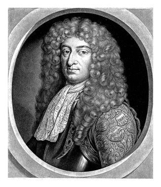 V. Charles Leopold 'un portresi, Lorraine Dükü Abraham Bloteling, Monogramcı BA' dan sonra, 1675 - 1690, vintage gravür.