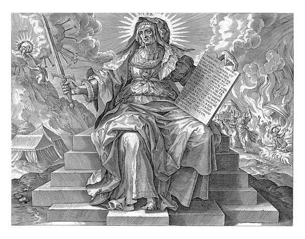 銀の時代 旧約聖書の律法 ヒエロニムス ウィリックス マーテン ヴォスの後 ウィレム ファン ハチェトの後 1563 — ストック写真