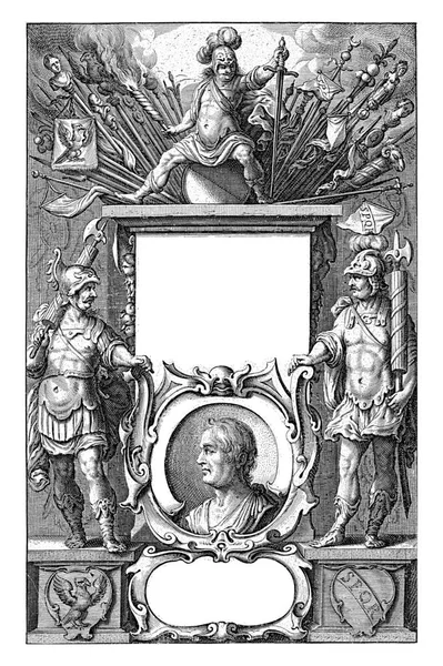 Bóg Mars Zasiadł Tronie Kolumny Łupami Wojennymi Portretem Publiusza Corneliusa — Zdjęcie stockowe