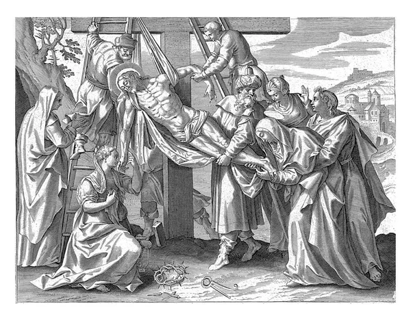 Христос Взят Креста Иосифом Аримафейским Никодимом Иоанном Помогите Марии Марии — стоковое фото