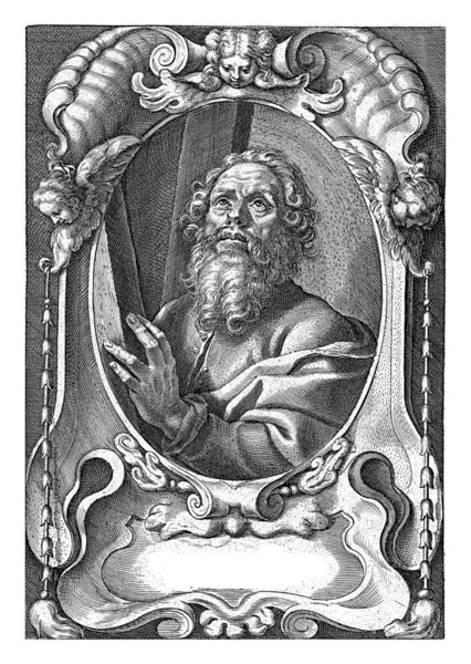 Apostel Andreas Met Kruis Lijst Met Architectonische Ornamenten Jan Baptist — Stockfoto