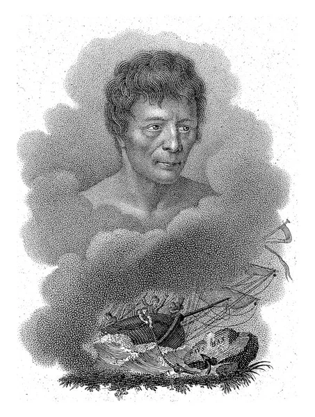しかし 1829年にオランダ沿岸での難破船の下で 雲に囲まれたフランス人難民のマーリンの胸像 — ストック写真