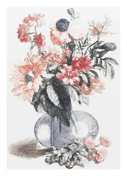 Vaso Vidro Com Flores Diferentes Girassol Anônimo Após Jean Baptiste — Fotografia de Stock