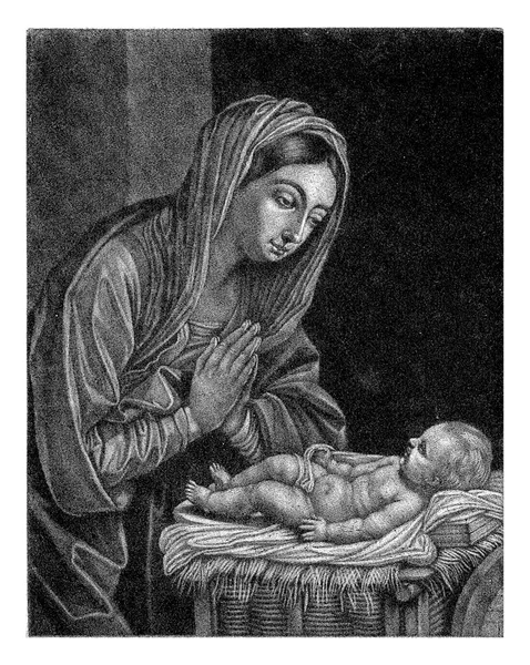 Mary Adoring Christ Child Jan Van Der Bruggen Após Guido — Fotografia de Stock