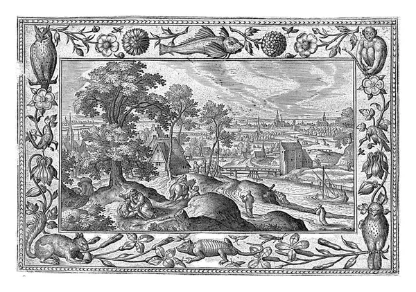 Ποταμό Τοπίο Που Απεικονίζει Την Παραβολή Του Καλού Σαμαρείτη Πρώτο — Φωτογραφία Αρχείου