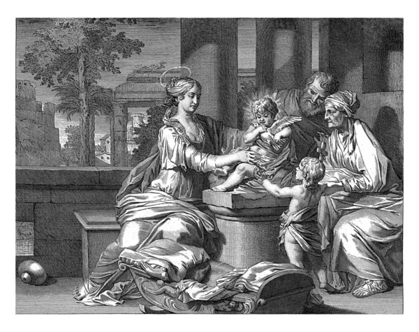 Αγία Οικογένεια Τον Ζαχαρία Την Ελισάβετ Και Τον Ιωάννη Τον — Φωτογραφία Αρχείου