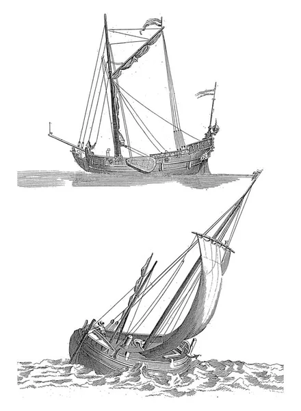 Два Морські Кораблі Lachausse Після Беліну 1700 1750 — стокове фото