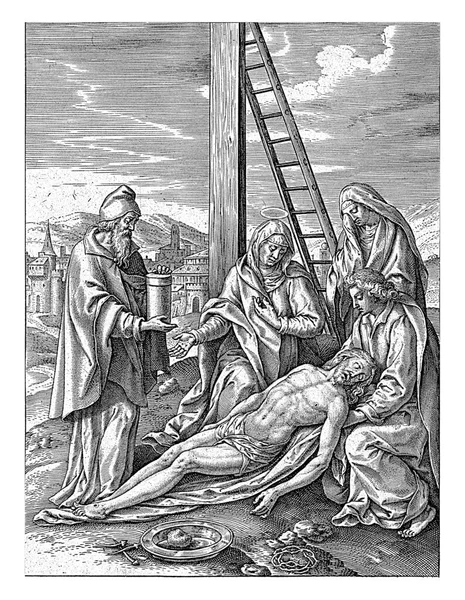 Lamentación Cristo Jerónimo Wierix Después Maerten Vos 1563 Antes 1586 —  Fotos de Stock