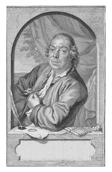 Połowa Długości Portret Lewo Johannes Francq Van Berkhey Architektonicznej Ramie — Zdjęcie stockowe