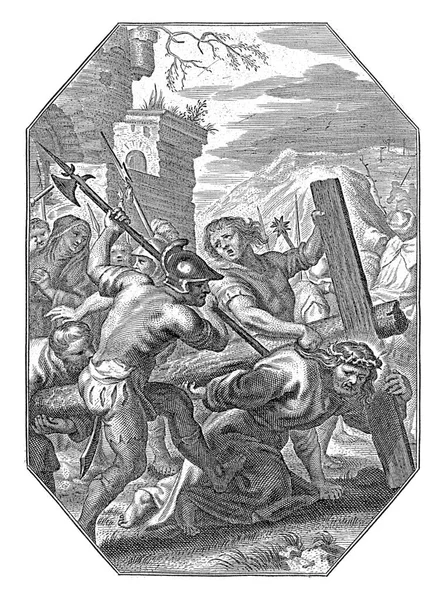 Μεταφέροντας Σταυρό Cornelis Galle 1586 1650 Χριστός Λιποθυμάει Στο Δρόμο — Φωτογραφία Αρχείου