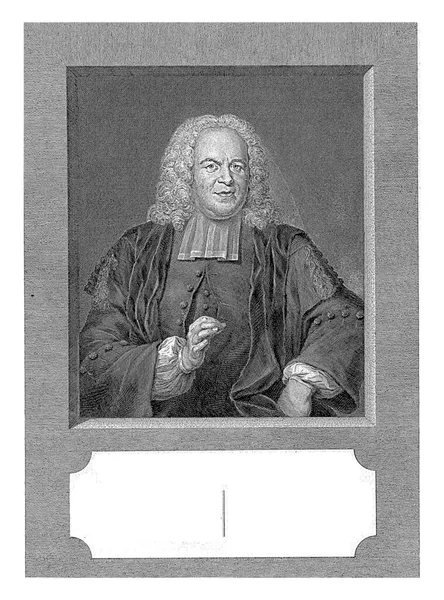 David Millius Jacob Houbraken的肖像 作者Jan Maurits Quinkhard 1750 1755年 Millius在矩形窗户中的半长肖像 — 图库照片