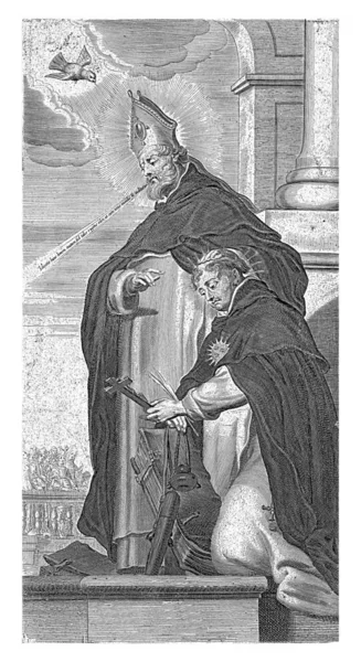 Dominikanske Helgenene Albertus Magnus Thomas Aquinas Pieter Bailliu 1623 1660 – stockfoto
