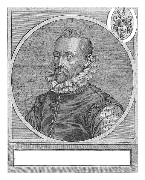彼得鲁斯 奥普梅耶的肖像 60岁 约翰内斯 维鲁瓦 据说是 1611年 临时保姆的臂章右上角 — 图库照片