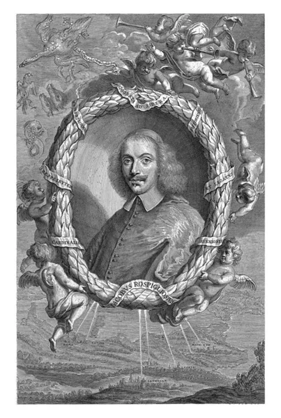 Giacomo Rospigliosi枢機卿 Richard Collin 1668年 1697年天使によって運ばれた楕円形の枠の中の枢機卿の胸像 — ストック写真