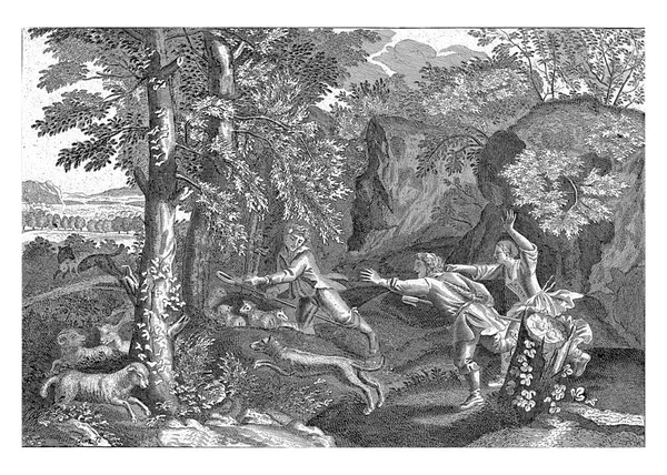 목자들 어린양을 늑대를 익명인 니콜라스 보나르 1698 1762 — 스톡 사진