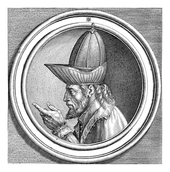 ビザンツ皇帝ヨハネ8世の胸像 1391年 1448年 左側に見られ 頭頂部の高い位置にあり 最先端の文字で名前が書かれた丸い枠に収められている — ストック写真