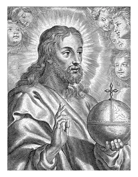 Chrystus Jako Salvator Mundi Cherubinami — Zdjęcie stockowe