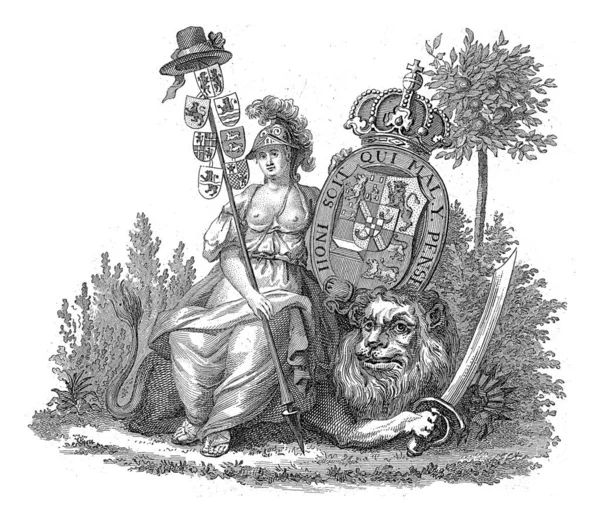Герб Вильгельма Короной Украшенной Подвязкой Девизом Ордена Подвязки — стоковое фото