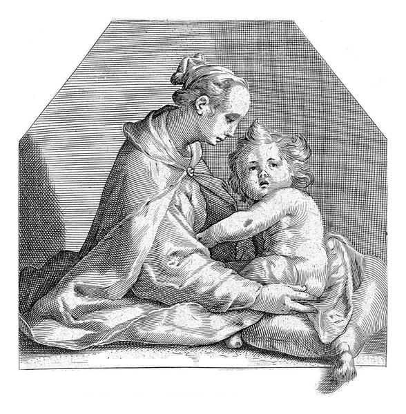 Mary Med Barn Jacob Matham Efter Cornelis Cornelisz Van Haarlem — Stockfoto